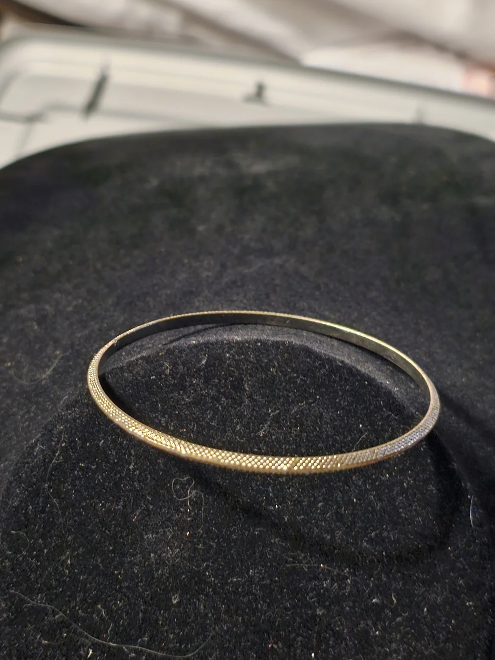 Elegant Gold Tone Textured Bangle Bracelet